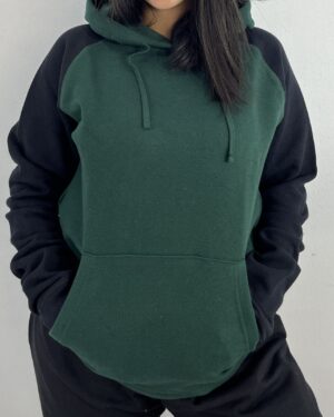 Hoodie Deux Couleur Vert
